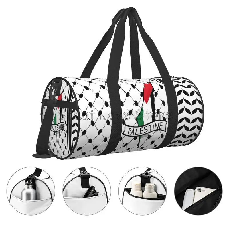 Palestine Flag Travel Bag Kufiya Hatta Swimming Gym Bag Men Large Capacity Sports Fitness Bags Waterproof Oxford Handbags