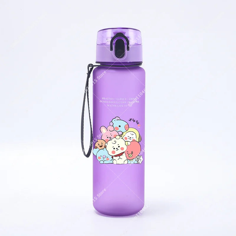 650ML BT21 Water Cup COOKY TATA RJ Anime Printed Sports Casual Fashion Water Bottle Portable Drop-proof Outdoor Fitness Jug Gift