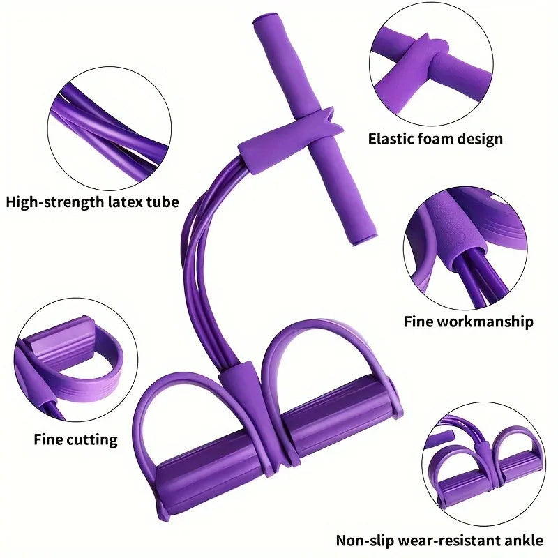 Premium Six-tube Pedal Tensioner Multi-functional Indoor Yoga Abdominal Strengthen Elastic Band Fitness Equipment Tension Rope