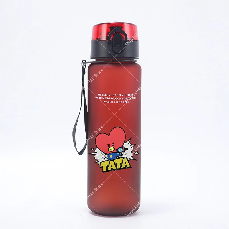 650ML BT21 Water Cup COOKY TATA RJ Anime Printed Sports Casual Fashion Water Bottle Portable Drop-proof Outdoor Fitness Jug Gift