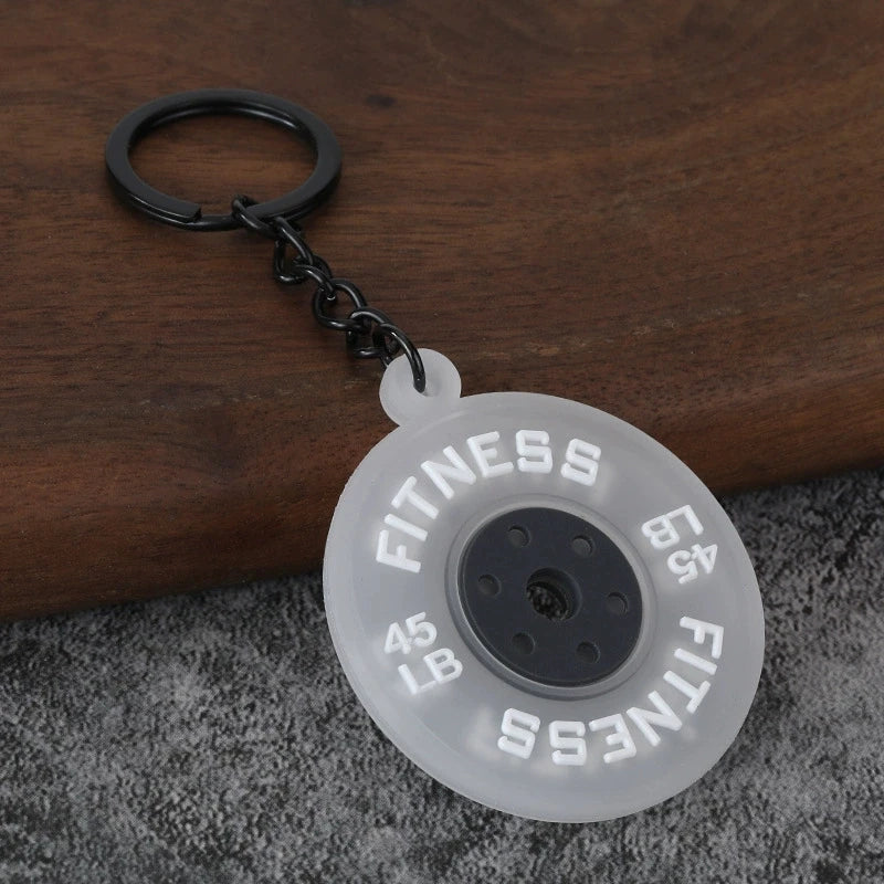 Creative DIY sports style fitness equipment dumbbell water cup clip bag hanging keychain