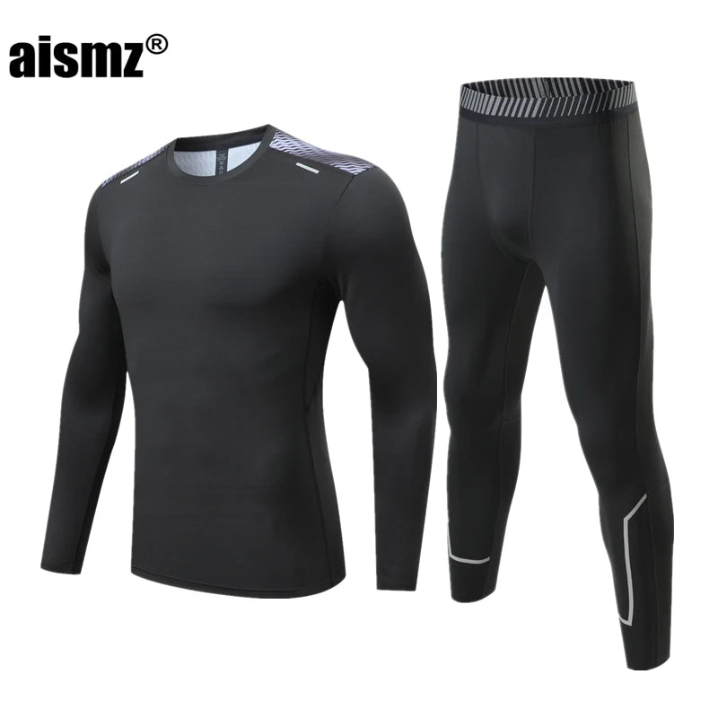 Aismz Winter Thermal Underwear Men & Boy MMA Tactics Fitness Leggings Compression Sportswear First layer Long Johns Man Clothing