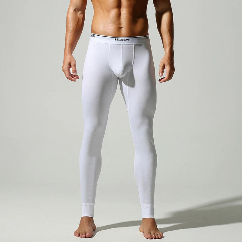 Sleepwear Mens Warm Pants Pajamas Fall Winter Sports Fitness Elastic Slim Bottoms Men Long Underwear Sexy Skinny Nightwear