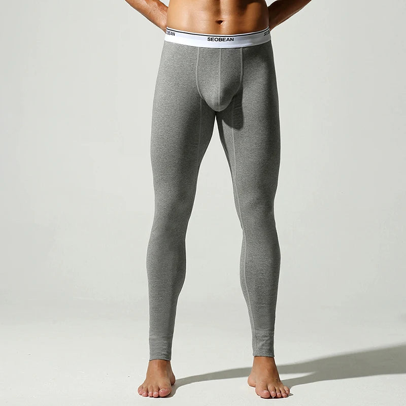 Sleepwear Mens Warm Pants Pajamas Fall Winter Sports Fitness Elastic Slim Bottoms Men Long Underwear Sexy Skinny Nightwear