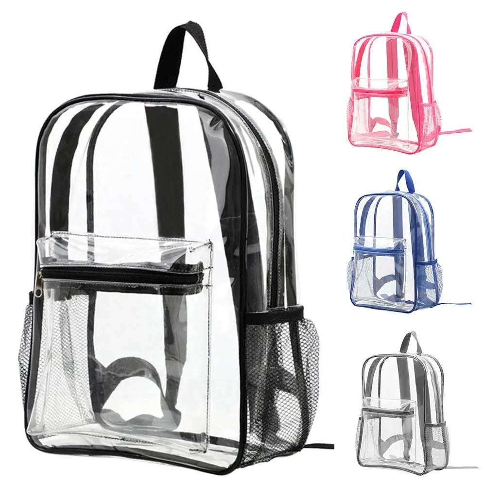 PVC Fashion Transparent Backpack Large Capacity Fitness Waterproof Shoulders Bag Casual Storage Visible Backpack Outdoor Sports