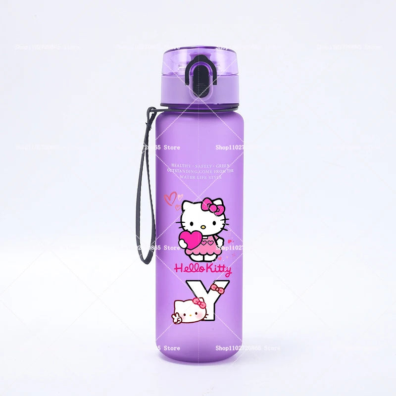 650ML Hello Kitties Water Cup Anime Letter A-Z Printed Sports Casual Fashion Mug Portable Drop-proof Outdoor Fitness Jug Gift
