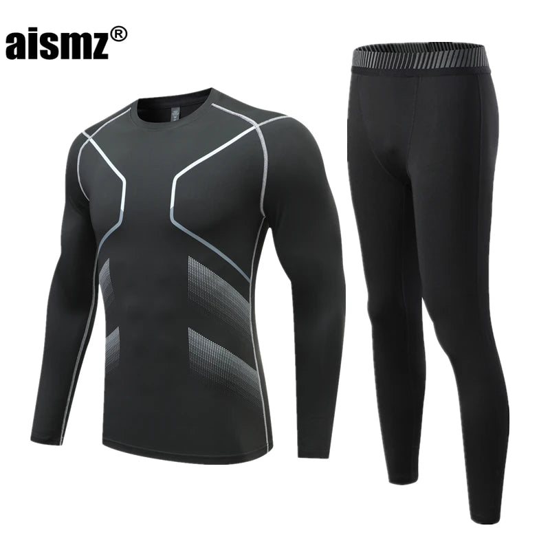 Aismz Winter Thermal Underwear Men & Boy MMA Tactics Fitness Leggings Compression Sportswear First layer Long Johns Man Clothing