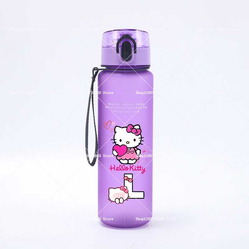 650ML Hello Kitties Water Cup Anime Letter A-Z Printed Sports Casual Fashion Mug Portable Drop-proof Outdoor Fitness Jug Gift