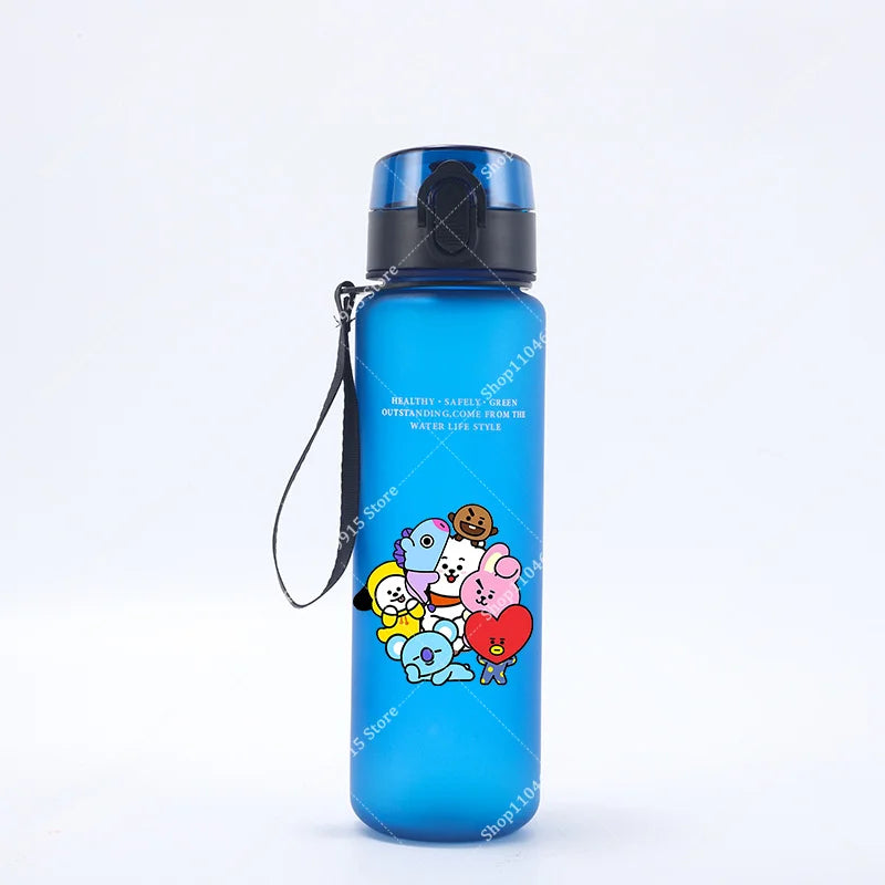 650ML BT21 Water Cup COOKY TATA RJ Anime Printed Sports Casual Fashion Water Bottle Portable Drop-proof Outdoor Fitness Jug Gift