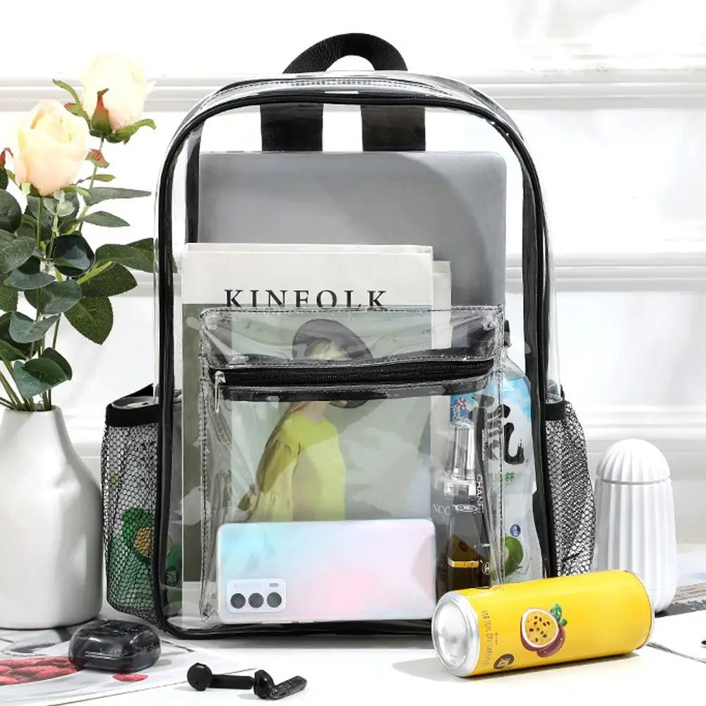 PVC Fashion Transparent Backpack Large Capacity Fitness Waterproof Shoulders Bag Casual Storage Visible Backpack Outdoor Sports