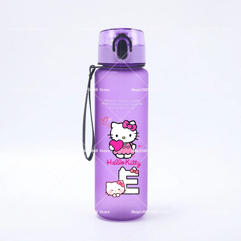 650ML Hello Kitties Water Cup Anime Letter A-Z Printed Sports Casual Fashion Mug Portable Drop-proof Outdoor Fitness Jug Gift