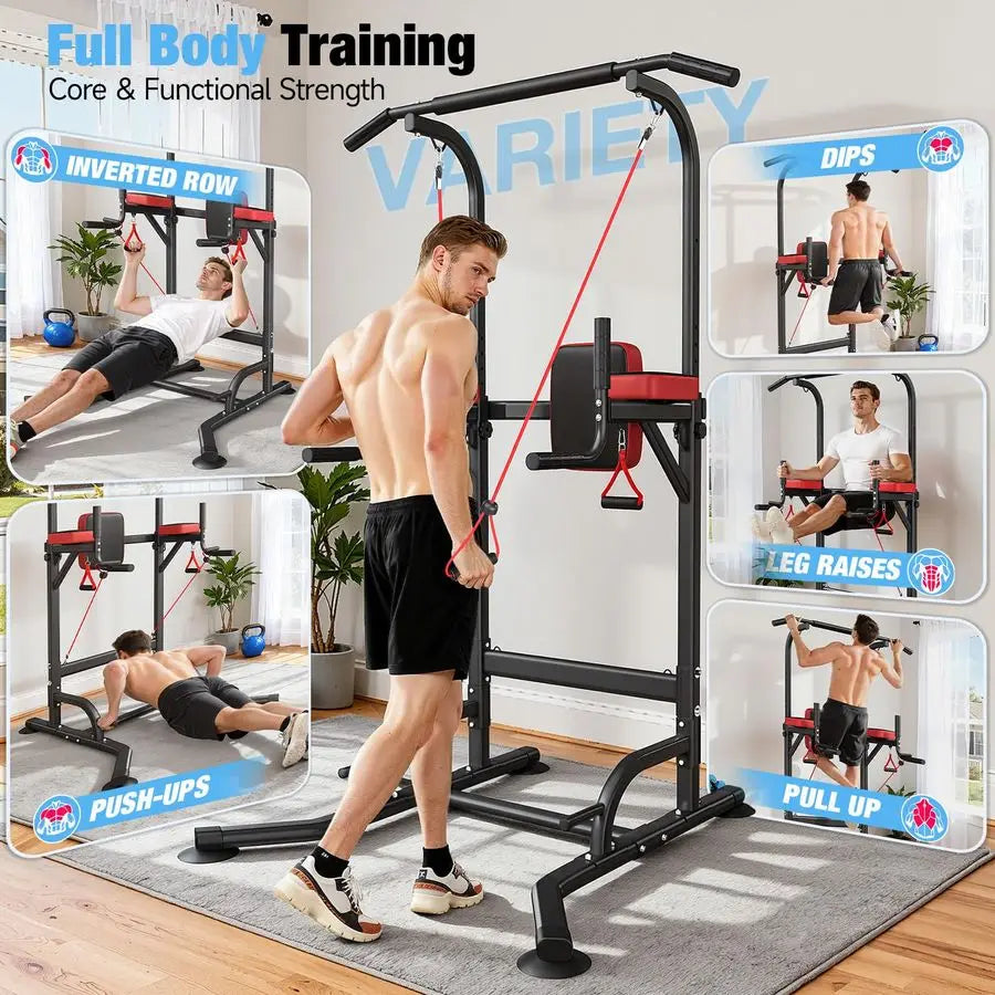 Power Tower Pull Up Bar Station, 450LBS Stable Power Tower Training HeavyDuty Fitness Equipment for Home Gym, Custom