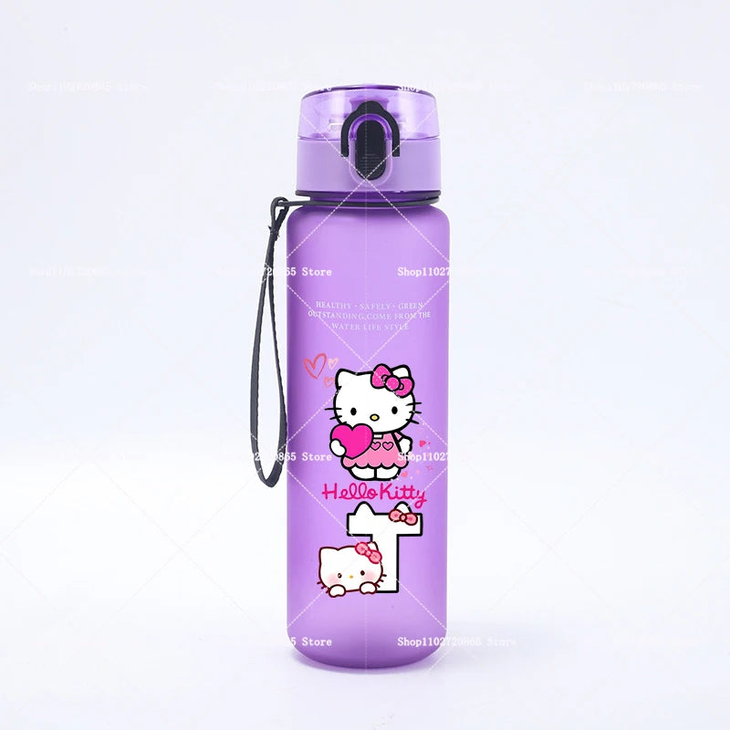 650ML Hello Kitties Water Cup Anime Letter A-Z Printed Sports Casual Fashion Mug Portable Drop-proof Outdoor Fitness Jug Gift