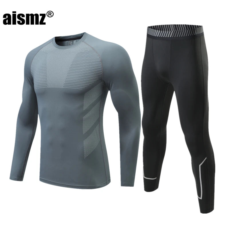 Aismz Winter Thermal Underwear Men & Boy MMA Tactics Fitness Leggings Compression Sportswear First layer Long Johns Man Clothing