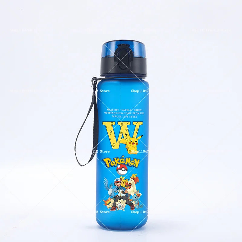 650ML Pokemons Water Cup Pikachu Gengar Anime Letters A-Z Printed Sports Mug Men Portable Drop-proof Outdoor Fitness Jug Gift