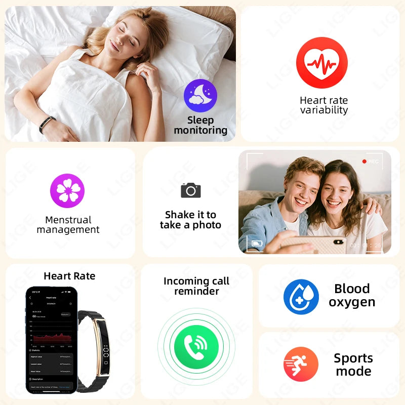 LIGE 2026 New Smart Band Call Reminder Smartwatch For IOS Android Sleep Tracking Health Monitor Sport Fitness Pedometer Bracelet