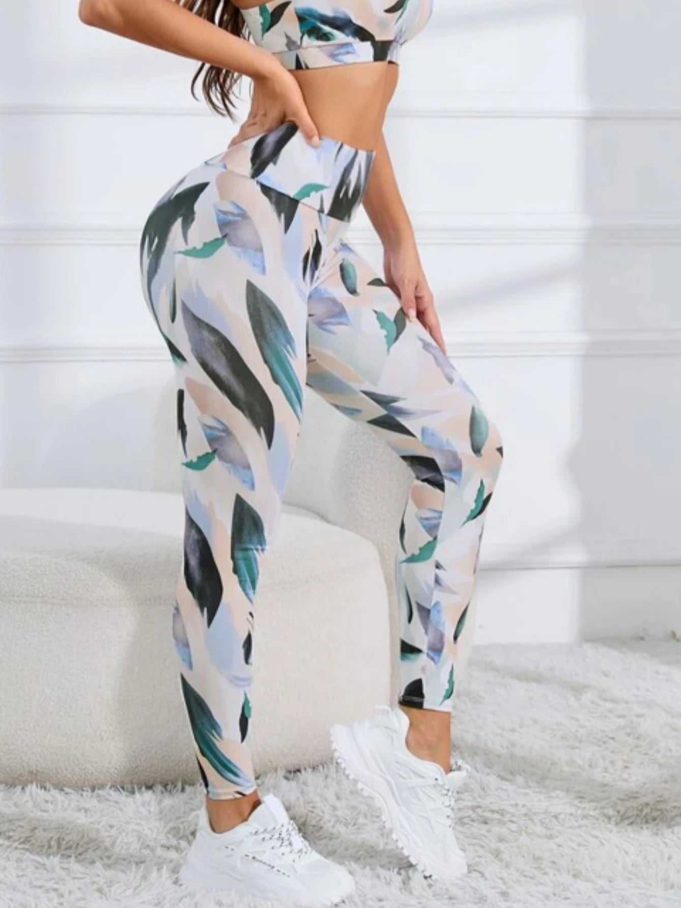 Women's Knitted Print Leggings pants High Waist No Roll Down Breathable Quick Dry Gym Fitness Running Hip Lifting Sports Wear