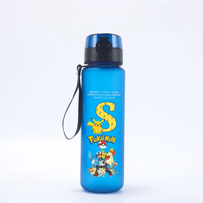 650ML Pokemons Water Cup Pikachu Gengar Anime Letters A-Z Printed Sports Mug Men Portable Drop-proof Outdoor Fitness Jug Gift