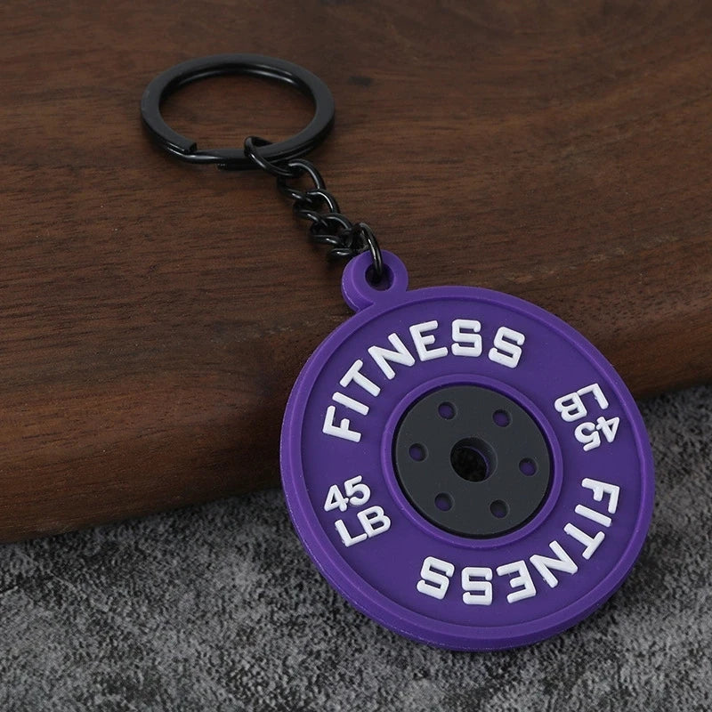 Creative DIY sports style fitness equipment dumbbell water cup clip bag hanging keychain