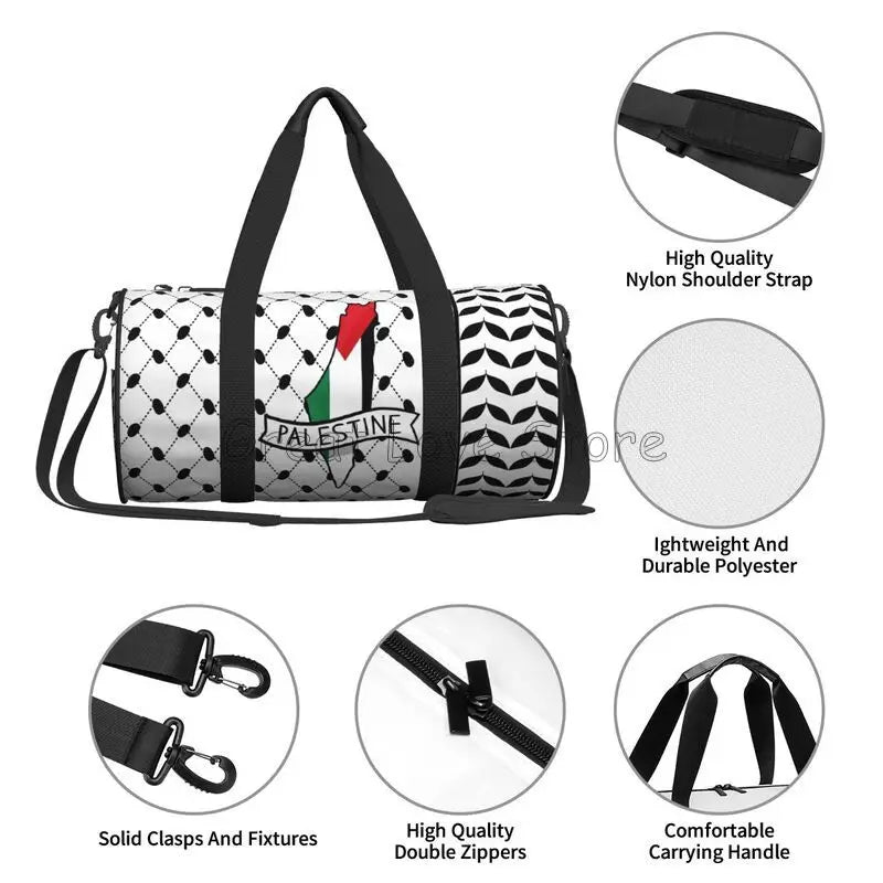 Palestine Flag Travel Bag Kufiya Hatta Swimming Gym Bag Men Large Capacity Sports Fitness Bags Waterproof Oxford Handbags