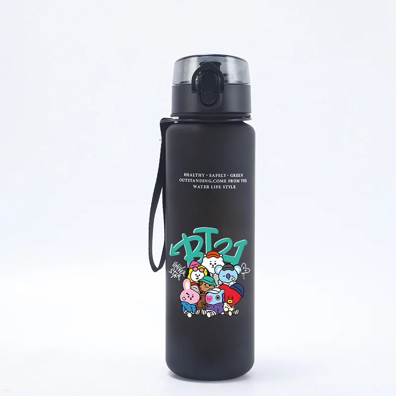 650ML BT21 Water Cup COOKY TATA RJ Anime Printed Sports Casual Fashion Water Bottle Portable Drop-proof Outdoor Fitness Jug Gift