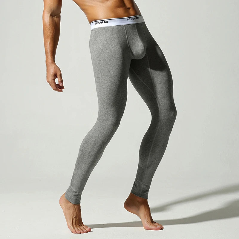 Sleepwear Mens Warm Pants Pajamas Fall Winter Sports Fitness Elastic Slim Bottoms Men Long Underwear Sexy Skinny Nightwear