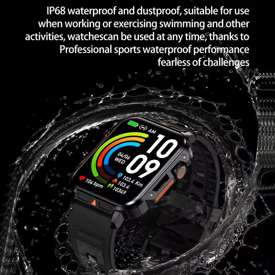 New Outdoor Military Smart Watch Men Bluetooth Call HD Screen Heart Rate Blood OXygen Health Monitor Sports Fitness Smartwatches