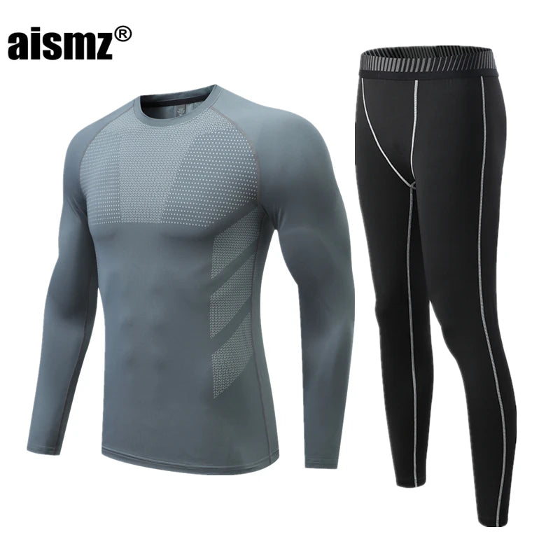 Aismz Winter Thermal Underwear Men & Boy MMA Tactics Fitness Leggings Compression Sportswear First layer Long Johns Man Clothing
