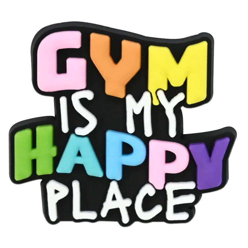 1-21PCS Gym Life Fitness Hot Girls Lift Weights Strong Pretty PVC Shoe Charms Buckle Clog Sandals Shoes Decoration Women Gift