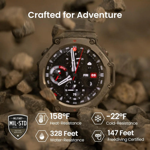 Amazfit T-rex 3 48mm smart watch, 1.5-inch display, 10atm waterproof and GPS, 170 fitness/sport modes, Voice Control