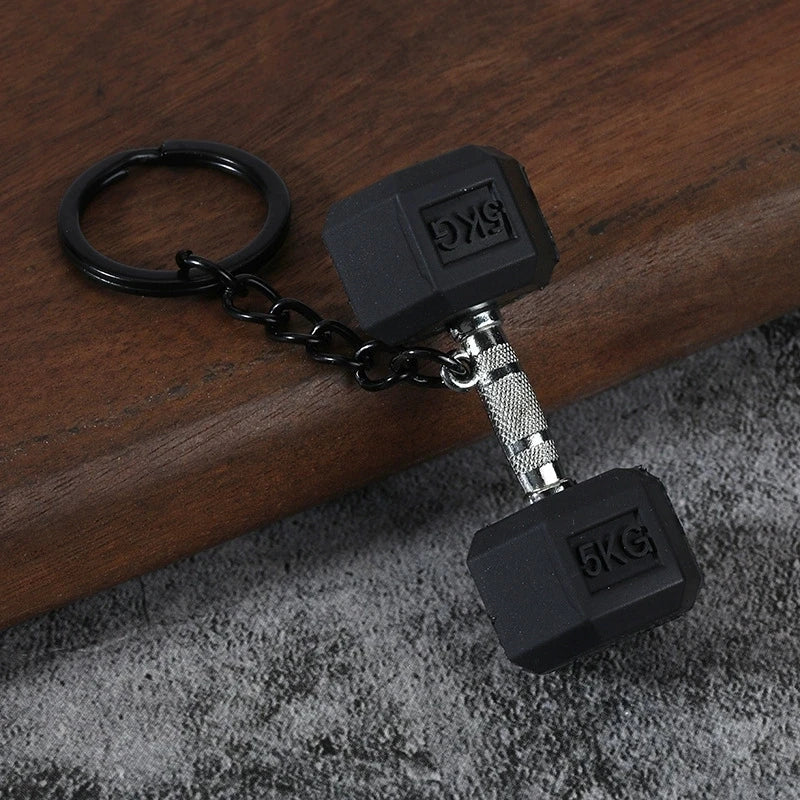 Creative DIY sports style fitness equipment dumbbell water cup clip bag hanging keychain