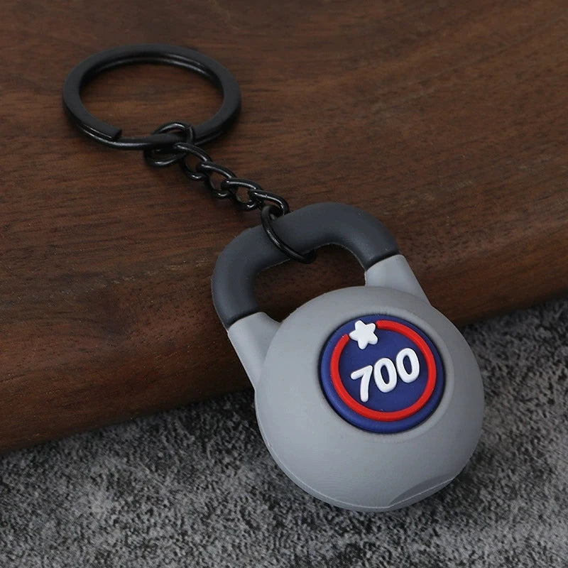 Creative DIY sports style fitness equipment dumbbell water cup clip bag hanging keychain