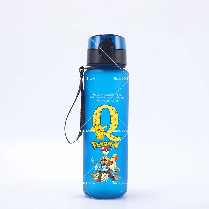 650ML Pokemons Water Cup Pikachu Gengar Anime Letters A-Z Printed Sports Mug Men Portable Drop-proof Outdoor Fitness Jug Gift
