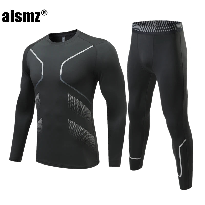 Aismz Winter Thermal Underwear Men & Boy MMA Tactics Fitness Leggings Compression Sportswear First layer Long Johns Man Clothing
