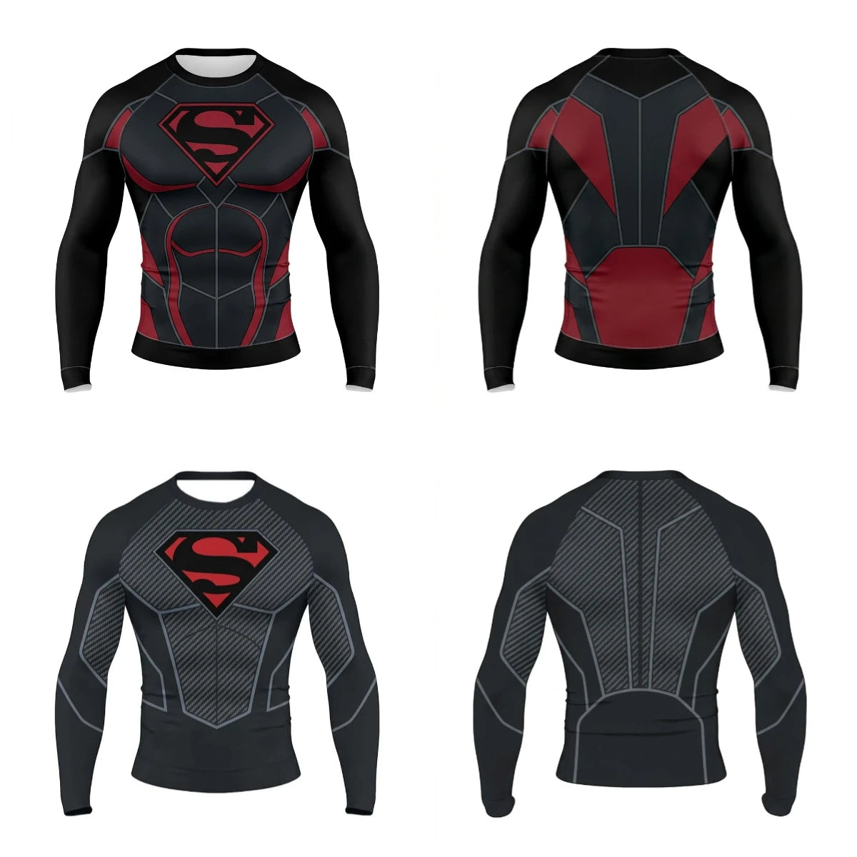 Summer New # Superman # 3D Role Playing Hero Sports Fitness Running Speed Drying Adult/Children Long Sleeve T-shirt
