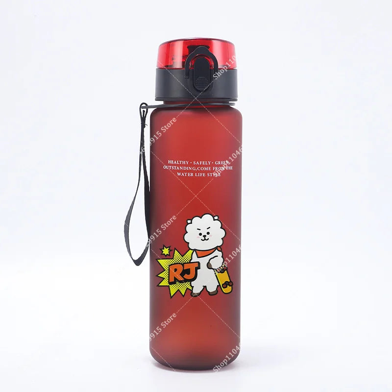 650ML BT21 Water Cup COOKY TATA RJ Anime Printed Sports Casual Fashion Water Bottle Portable Drop-proof Outdoor Fitness Jug Gift
