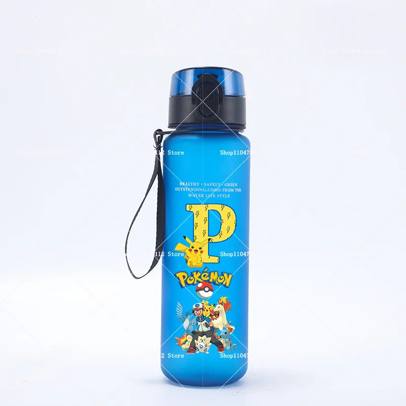 650ML Pokemons Water Cup Pikachu Gengar Anime Letters A-Z Printed Sports Mug Men Portable Drop-proof Outdoor Fitness Jug Gift