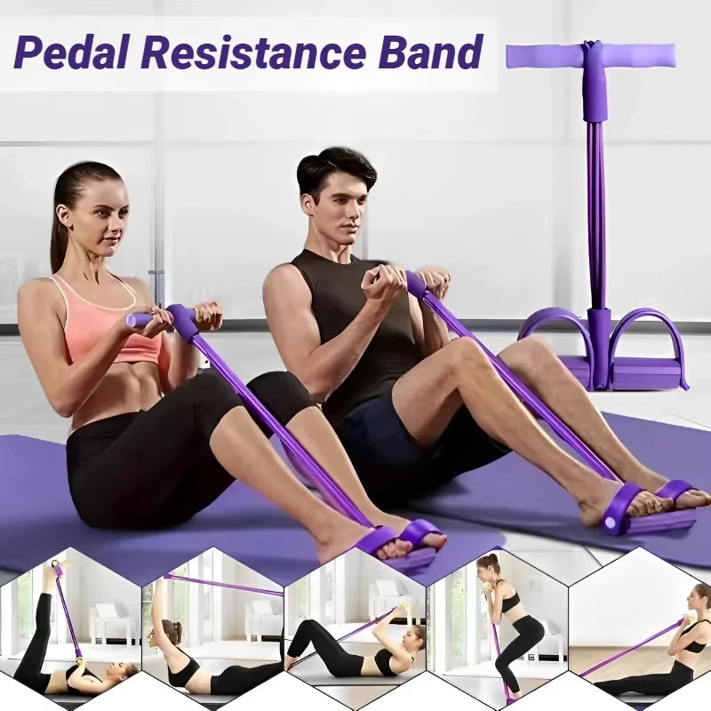Premium Six-tube Pedal Tensioner Multi-functional Indoor Yoga Abdominal Strengthen Elastic Band Fitness Equipment Tension Rope