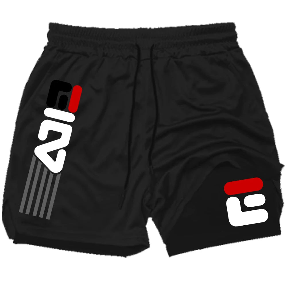 Men's double-layer sports shorts 2-in-1 quick drying sports training shorts fitness running shorts running shorts