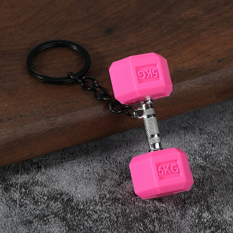 Creative DIY sports style fitness equipment dumbbell water cup clip bag hanging keychain