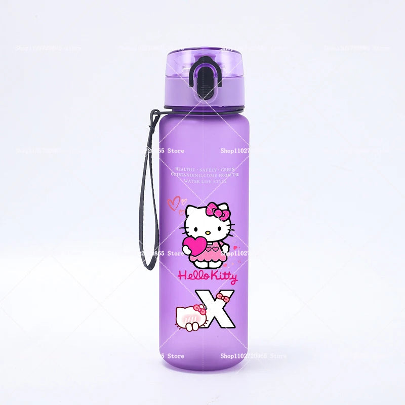650ML Hello Kitties Water Cup Anime Letter A-Z Printed Sports Casual Fashion Mug Portable Drop-proof Outdoor Fitness Jug Gift
