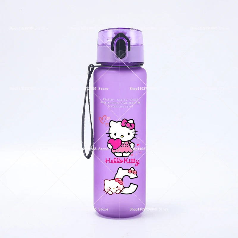 650ML Hello Kitties Water Cup Anime Letter A-Z Printed Sports Casual Fashion Mug Portable Drop-proof Outdoor Fitness Jug Gift