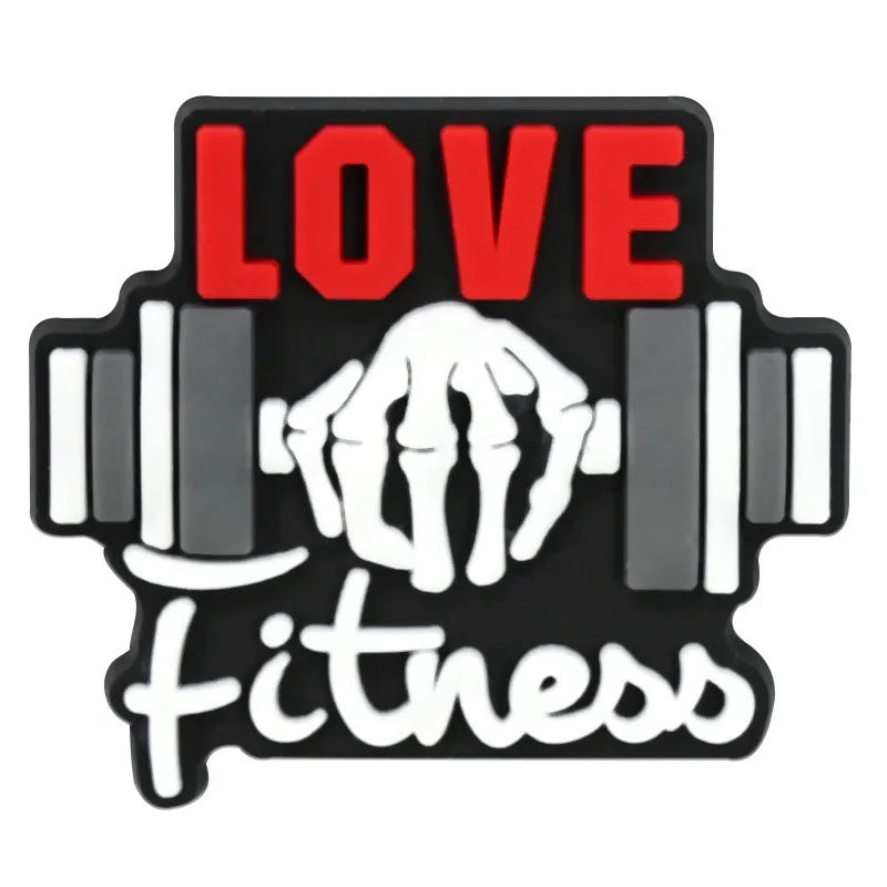 1-21PCS Gym Life Fitness Hot Girls Lift Weights Strong Pretty PVC Shoe Charms Buckle Clog Sandals Shoes Decoration Women Gift