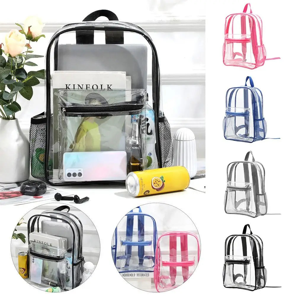 PVC Fashion Transparent Backpack Large Capacity Fitness Waterproof Shoulders Bag Casual Storage Visible Backpack Outdoor Sports