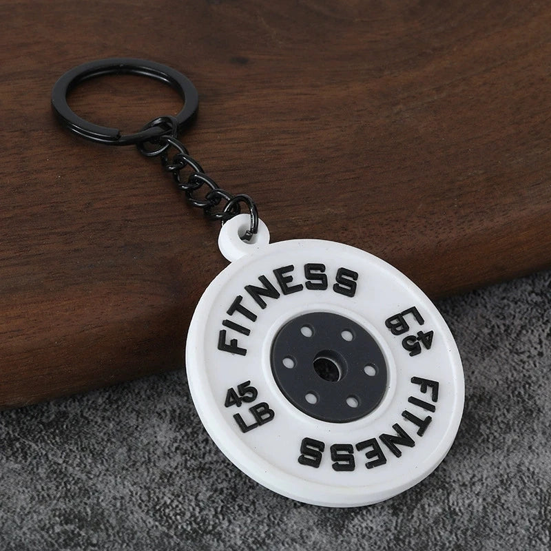 Creative DIY sports style fitness equipment dumbbell water cup clip bag hanging keychain