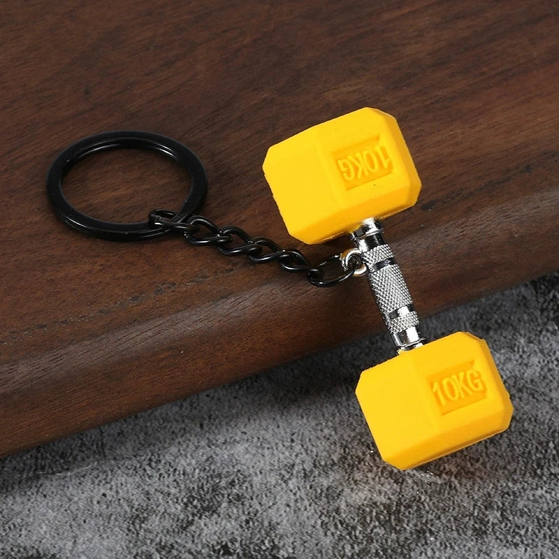 Creative DIY sports style fitness equipment dumbbell water cup clip bag hanging keychain