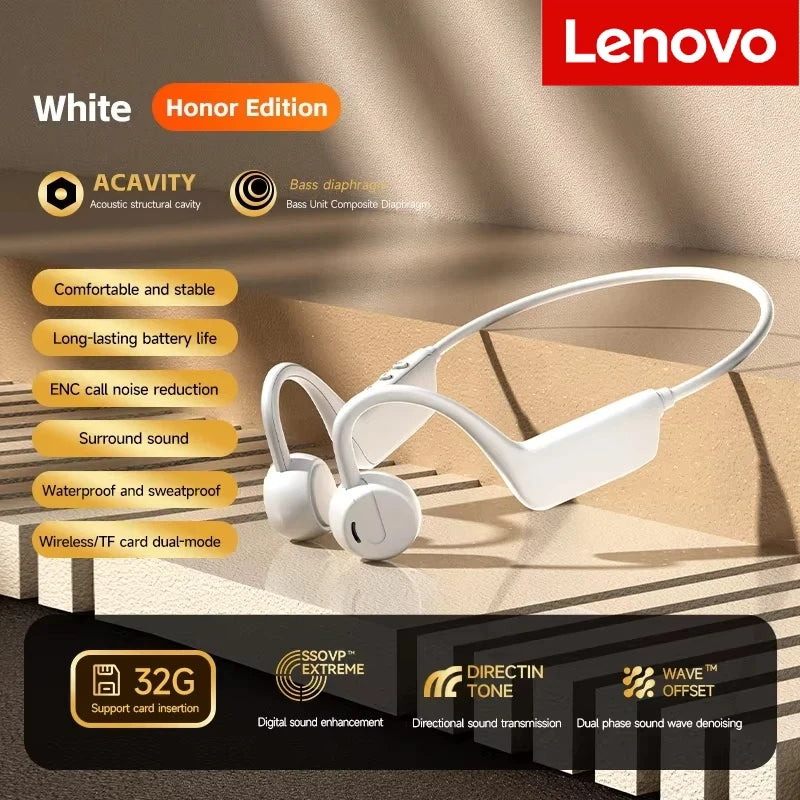 Lenovo Bone Conduction Headset Wireless Bluetooth 5.4 Waterproof Swimming Sports Headphone  With Mic Exercise Fitness 2026 NEW