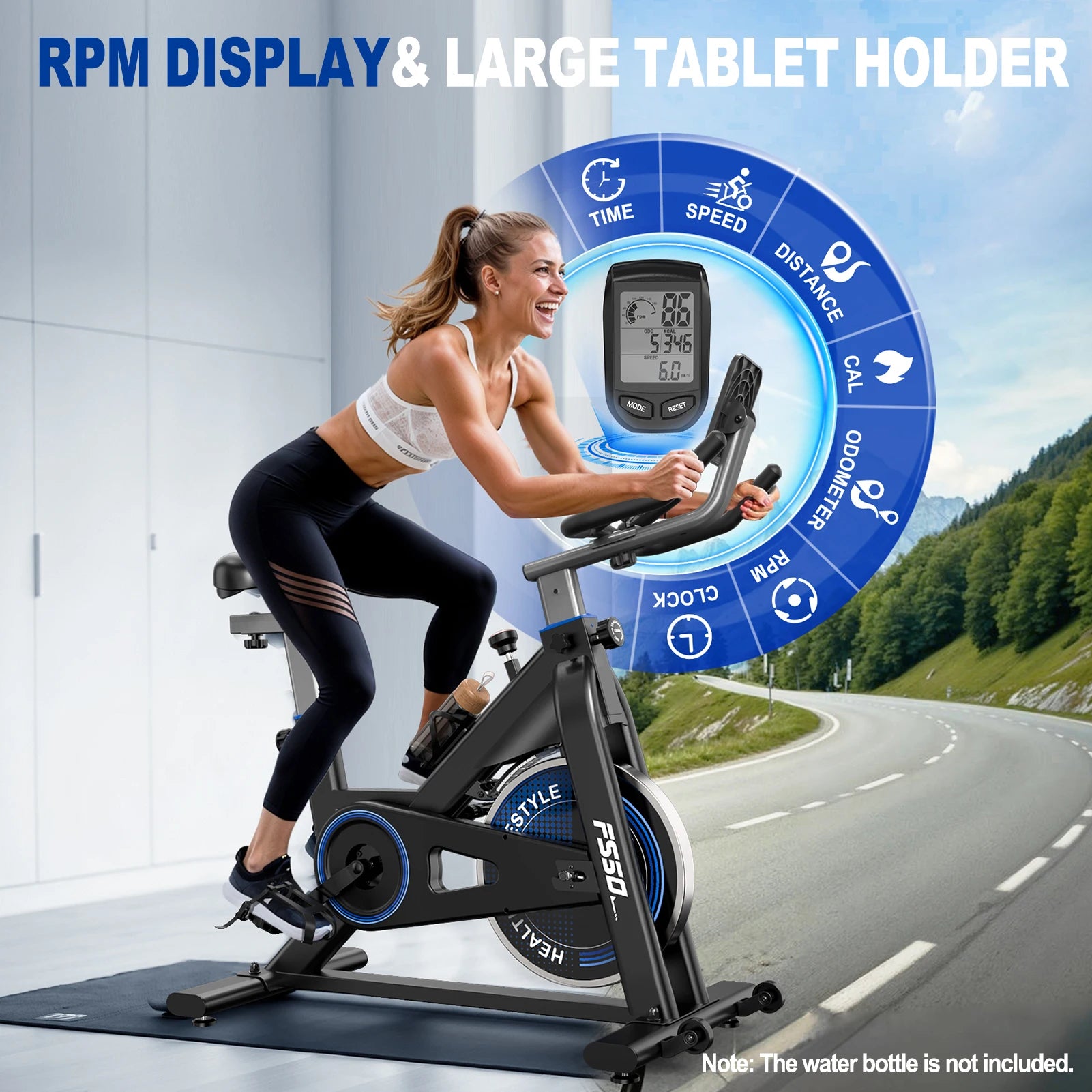 Fysiq Exercise Bike with 300 Watt Resistance Torque, 4-Way Fully Adjustable Ergometer Home Trainer Bicycle, Indoor Fitness Bikes