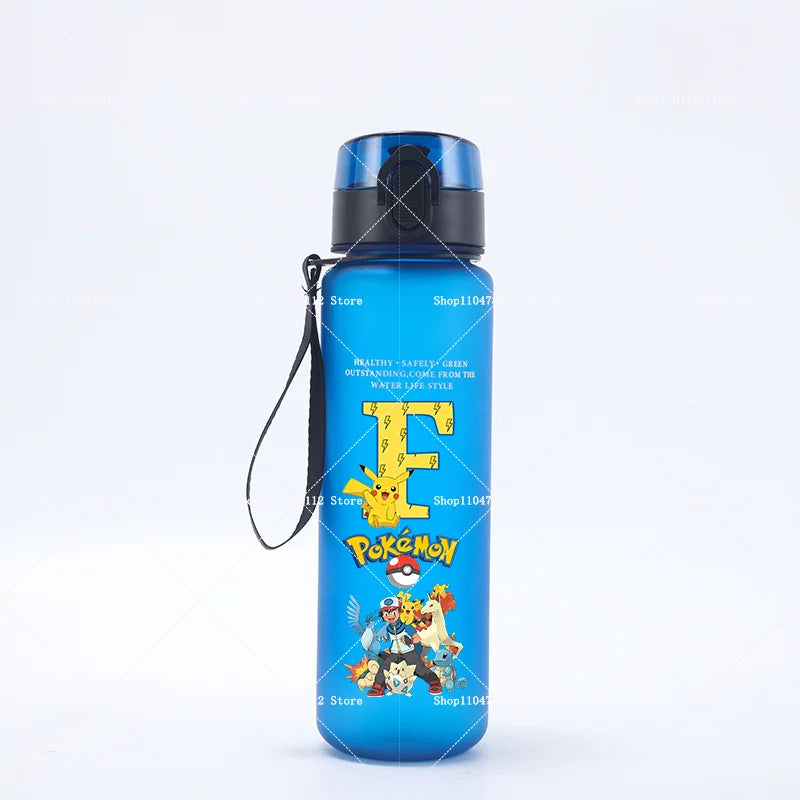 650ML Pokemons Water Cup Pikachu Gengar Anime Letters A-Z Printed Sports Mug Men Portable Drop-proof Outdoor Fitness Jug Gift
