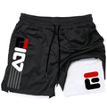 Men's double-layer sports shorts 2-in-1 quick drying sports training shorts fitness running shorts running shorts